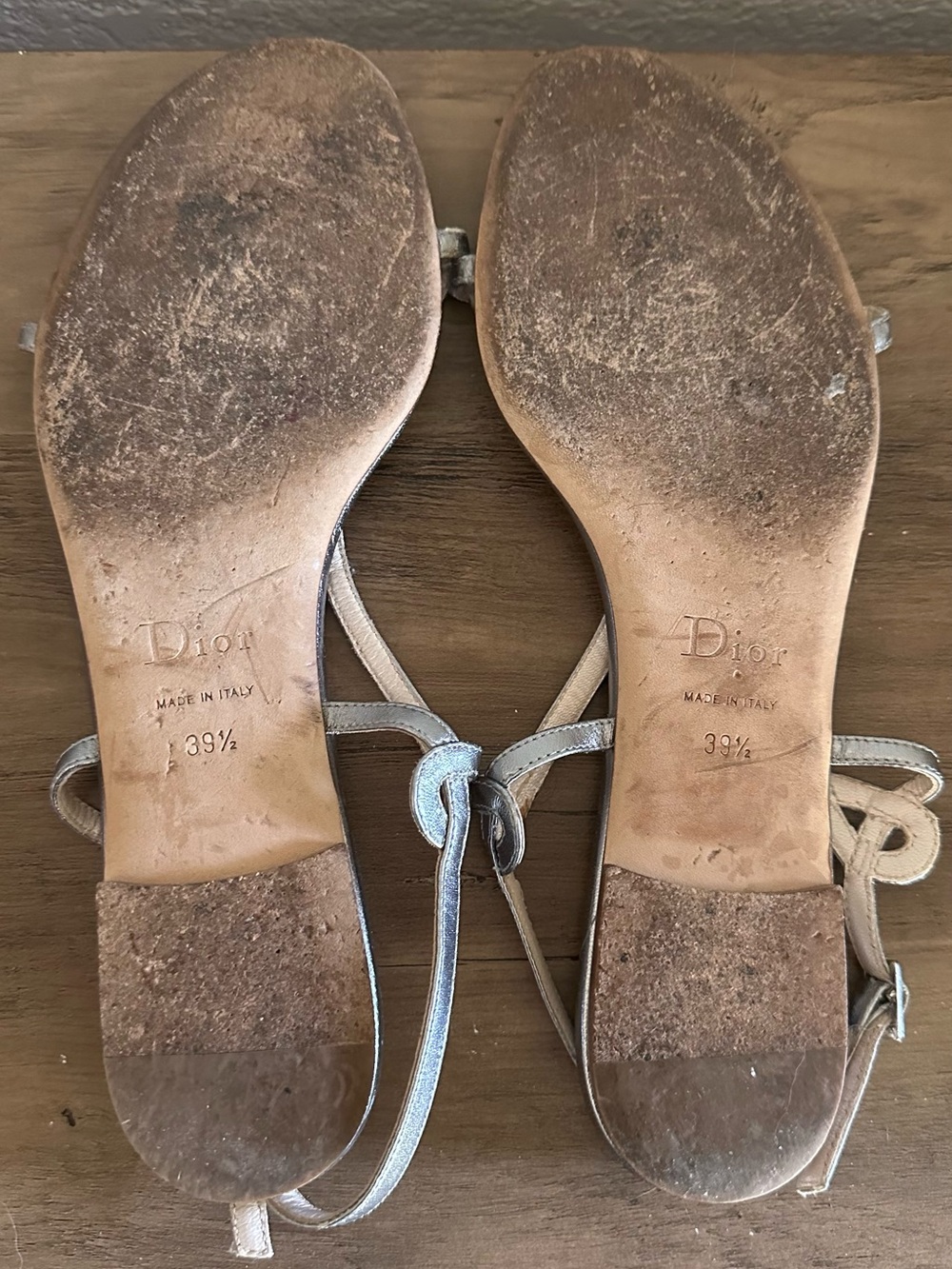 Dior Metallic Silver Loop-Strap Sandals - Picture 4 of 7